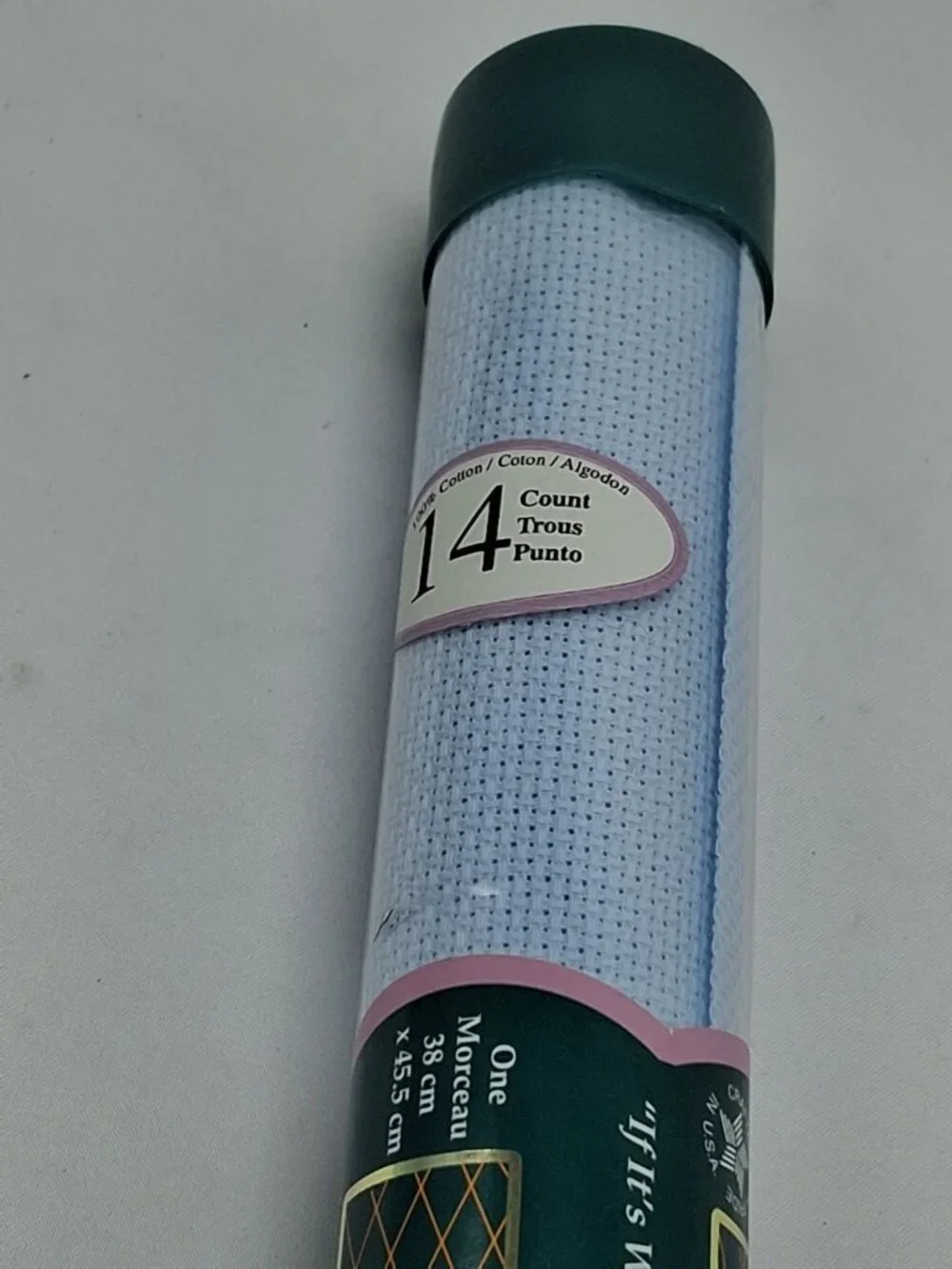 CROSS STITCH Fabric by CHARLES CRAFT  14 Count 15 in x 18 in LIGHT BLUE